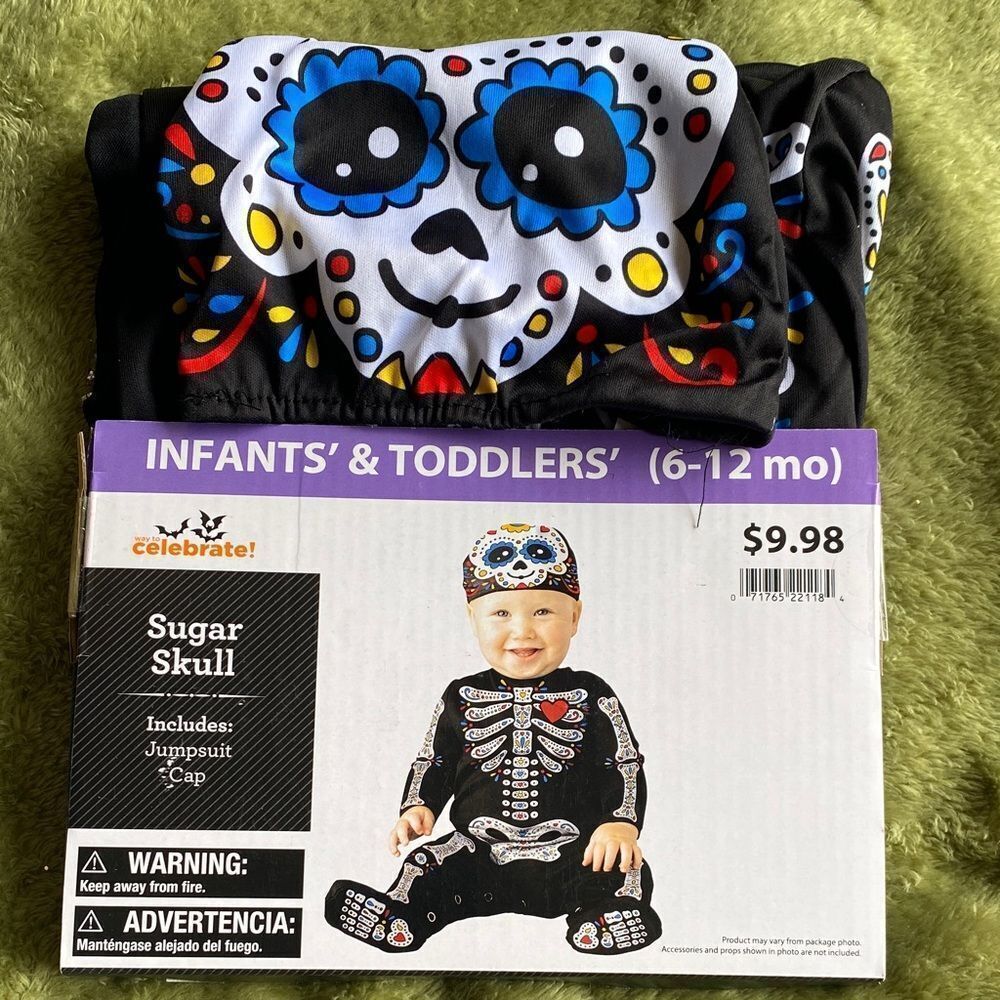 Infant Sugar Skull Jumpsuit with Cap size 6-12 months